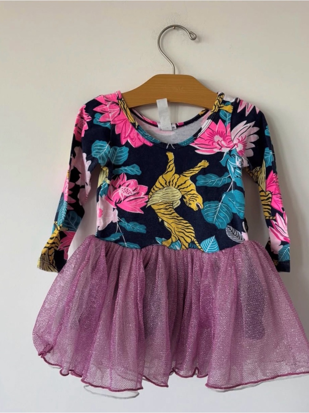 Bonds Navy Floral Tiger Dress with Pink Tulle Skirt